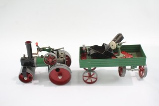 Mamod TE1A Tractor Steam Engine w/ MW1 Wagon Trailer Untested