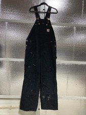 Carhartt Overalls - Mens 44x32 - Vintage Double Knee- Black Carpenter Distressed