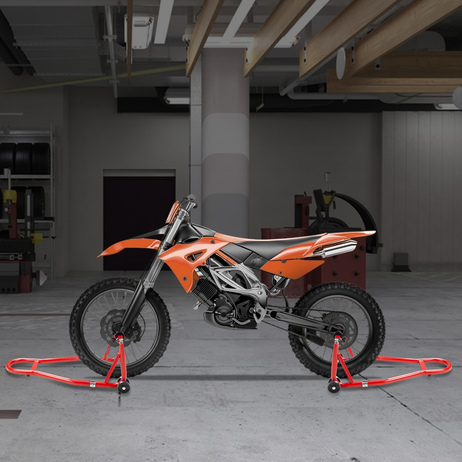 Motorcycle Stand Front Rear Wheel Lift Paddock Hook Swingarm lifting Red