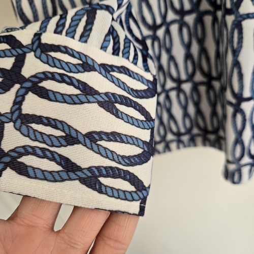 Vintage Blue and White Rope Patterned Shirt Men's S - Picture 4 of 14