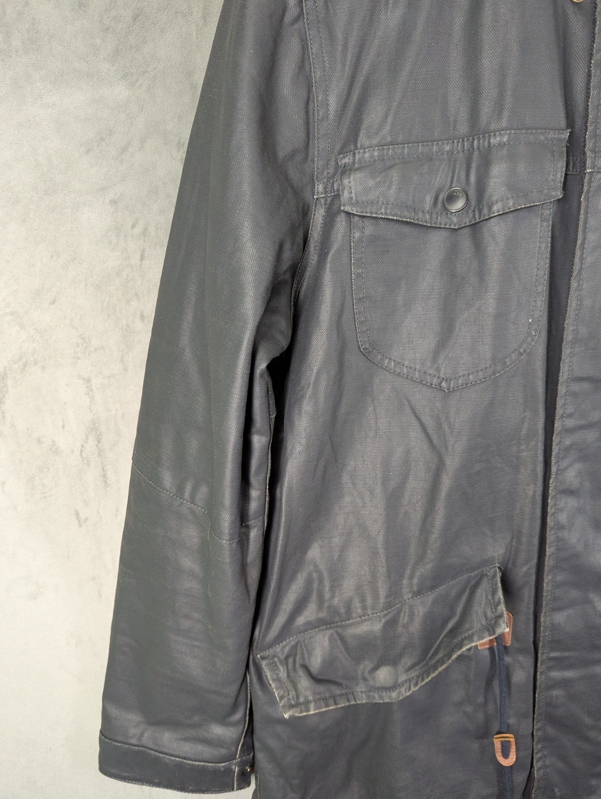 H.D. Lee Explorer Hooded Jacket Large Wax Effect Cotton Shell Clasp Closure image 4