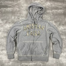 vintage 2011 AMERICAN EAGLE zip up hoodie sweatshirt Womens S gray distressed