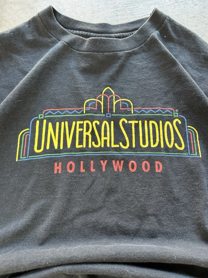 复古 90 年代环球影城好莱坞黑色单针 T 恤 XL — 第 2/4 张图片