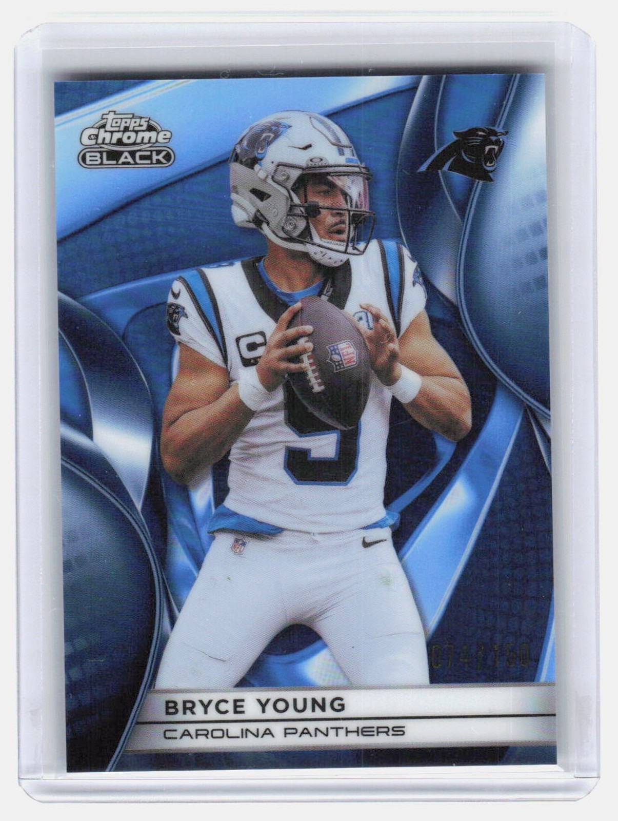 2025 Topps Chrome Black Bryce Young #17 Blue Wave Refractor 74/150 Panthers