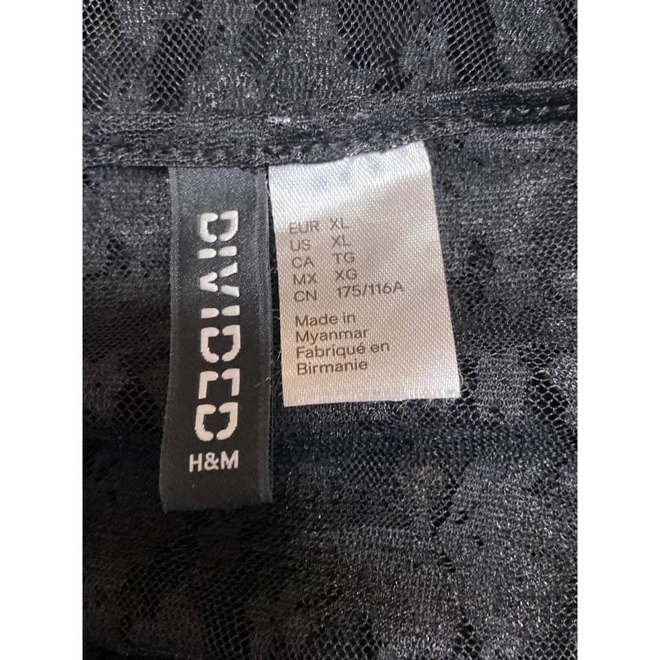 Top corto transparente manga larga de encaje negro con cuello en V negro talla XL de H&M Divided para mujer Foto 4 de 4