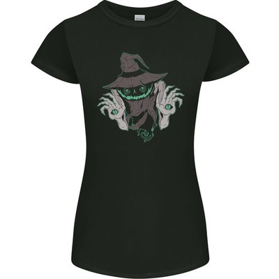 Gruselige Halloween Kürbis Damen Petite Schnitt T-Shirt