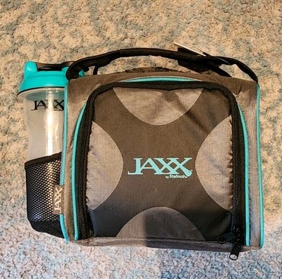 JAXX Lunch Tote Bag Geometric with Shaker Bottle, Containers, Ice Pack