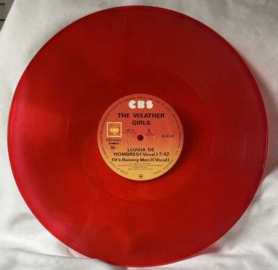 Weather Girls  It s Raining Men LP CBS Hecho en Mexico NM Translucent Red Vinyl