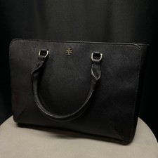 Tory Burch Black Saffiano Leather Casual Medium Robinson Handbag Travel Purse