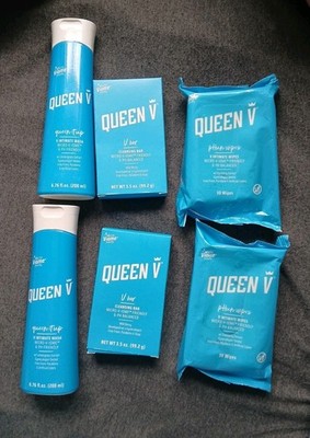 Queen V  Intimate Cleansing Wash, Wipes, and Bar  Lot of 6