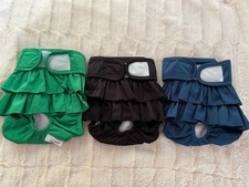New Female Dog Diapers Washable Reusable Size M P Ruffle Lot of 3