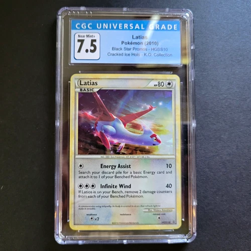Latias HGSS10 Cracked Ice Holo Black Star Promo CGC 7.5 Near Mint+