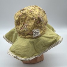 Pernickety Hat Girls M Yellow Floral Logo 100 Cotton In USA. 39560