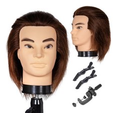 12'' Male Mannequin Head with Human Hair for Hair Cutting and Styling Practice