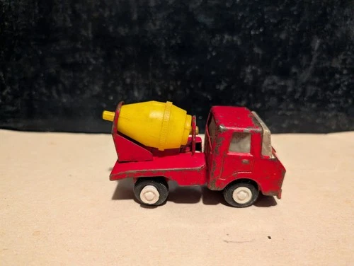 Tonka Red + Yellow Mini Cement Mixer 1970's Pressed Metal + Plastic Lot#120