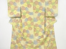 7285075: JAPANESE KIMONO / ANTIQUE KIMONO / SILK / TSUMUGI / WOVEN KIKU