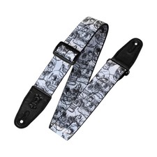 Leathers 2" Wide Polyester Guitar Strap with Genuine Leather Ends; Black and ...