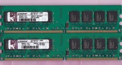 2GB 2x1GB PC2-5300 KINGSTON KPN424-ELG DDR2-667 DESKTOP RAM MEMORY KIT DIMM CN