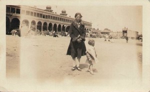 Vintage 1920s Photo Woman & Child Santa Cruz Beach Boardwalk California Snapshot