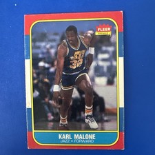 1986-87 Fleer Karl Malone Utah Jazz RC Rookie Base #68 Basketball Card. rookie card picture