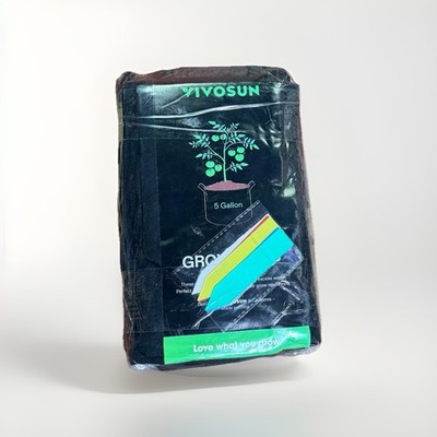 V1V0 5 Gallon Fabric Grow Bags Nonwoven Black with Handles