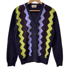 HERMES 100 Cashmere Knit Cardigan, Size M, Purple/Multicolor mens USED