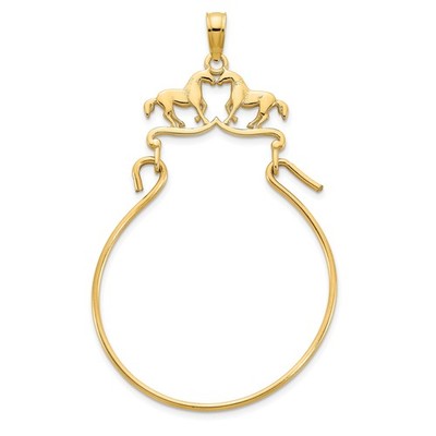 14k Gelbgold Pferd Herz Anhänger für Frauen Reiter Tier Western Charm