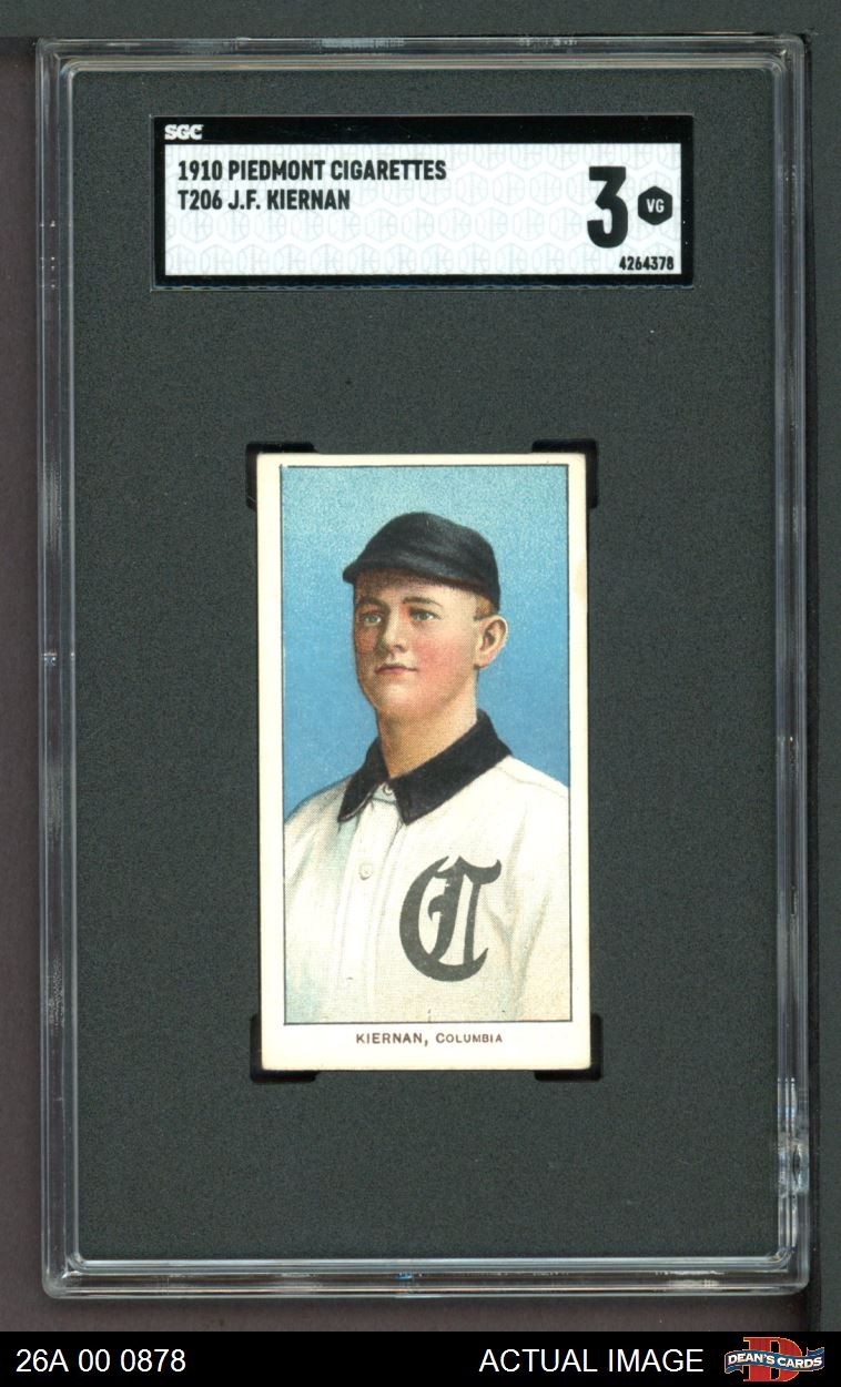 1909 T206 J.F Kiernan South Atlantic League - Columbia  SGC 3 - VG