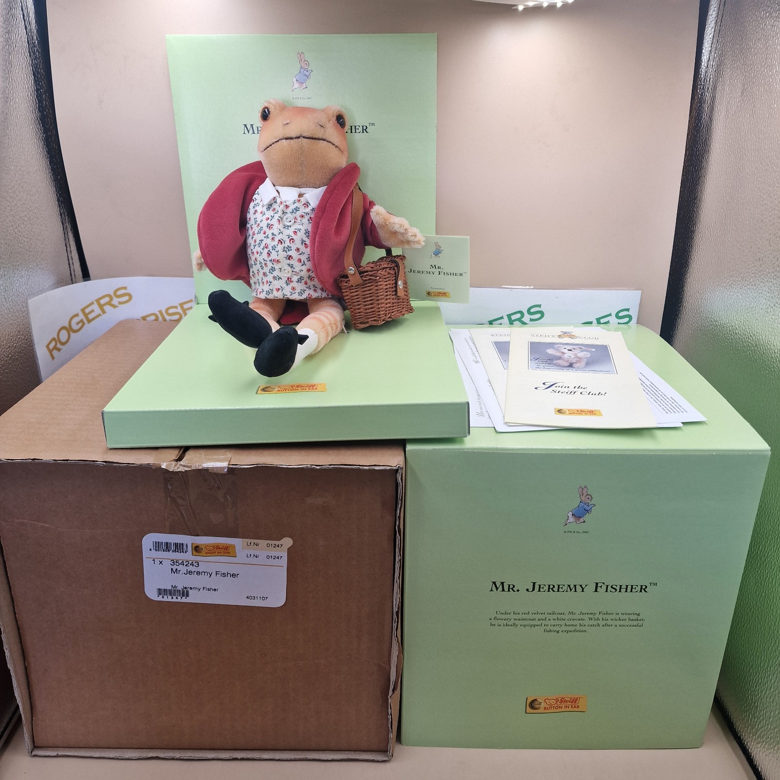 Steiff 354243 Beatrix Potter Mr. Jeremy Fisher Ltd Edition 1247/1500 Boxed Mint