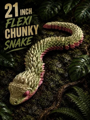 3D Printed 21 Inch Articulated Flexi Snake Chunky Snake Fidget - Image 1 of 4
