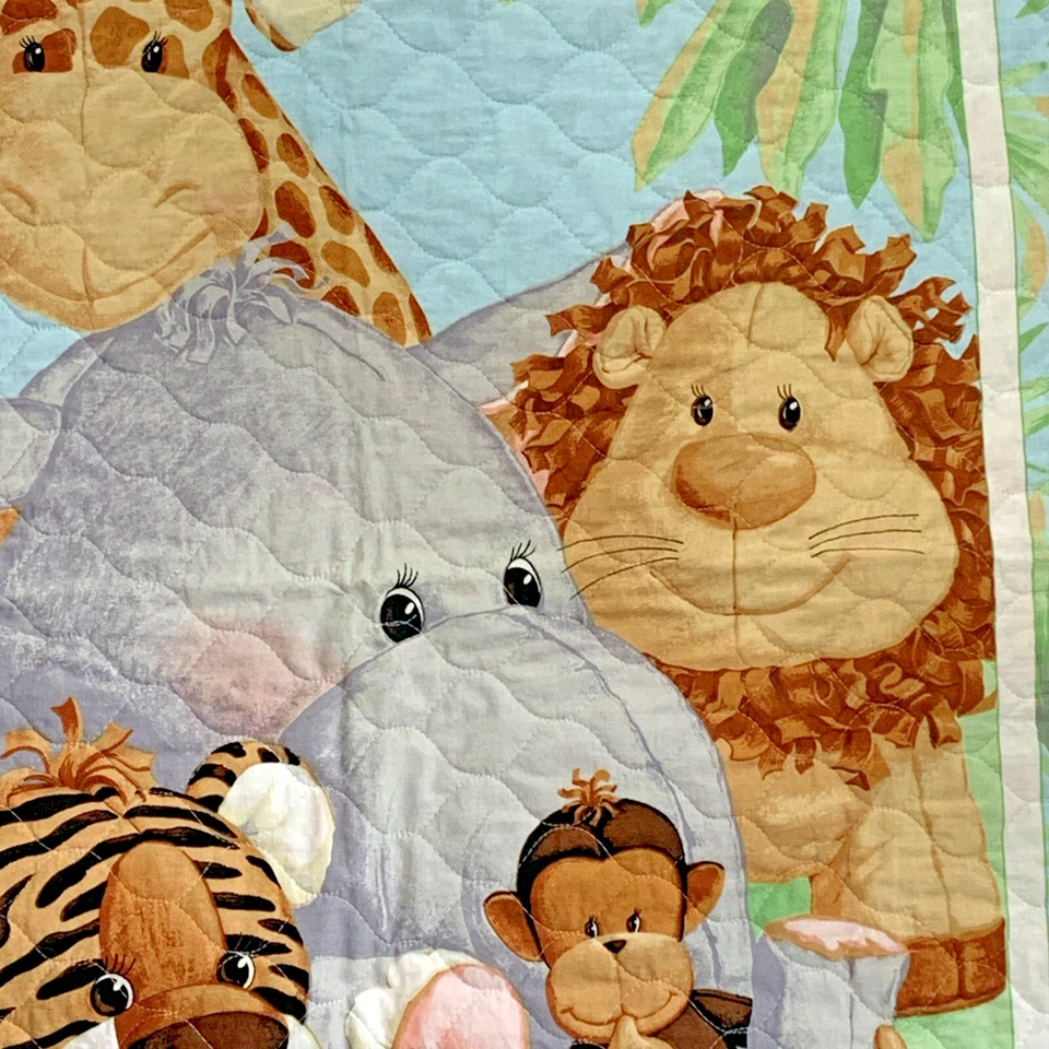 Colcha de animales de la selva alfombra de juego manta de cuna 33"x44" adorno amarillo decoración de guardería Foto 2 de 4