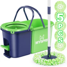 MYSPRI Spin Mop and Bucket with Wringer Set for Home Floor Cleaning, Separate 