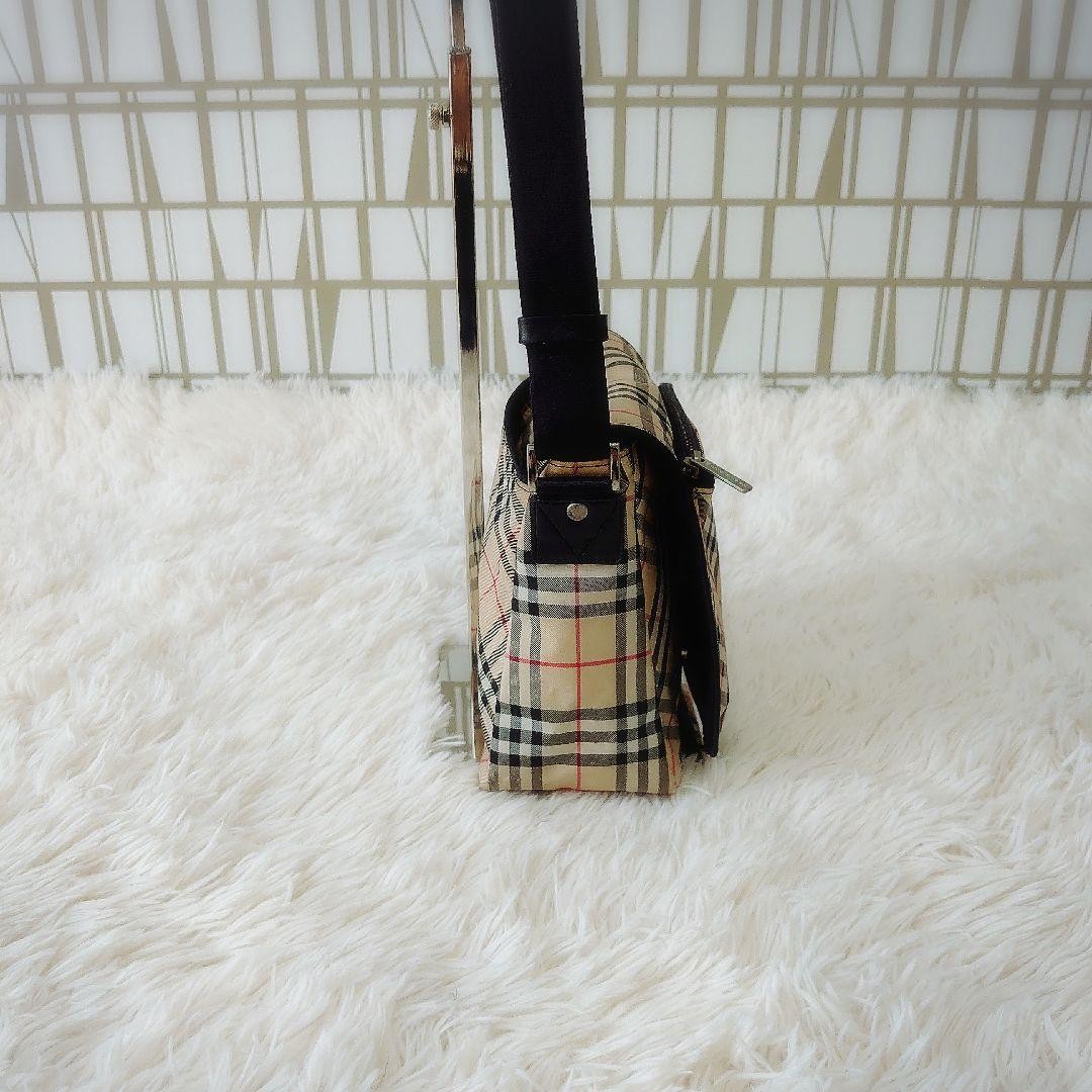BURBERRY Blue Label Nova Check Nylon Mini Shoulder Bag Beige
