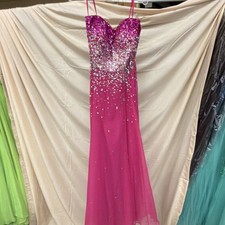 Mori Lee Pink Beaded Sequin Chiffon Sweetheart A-Line Sleeveless Size 14 Lot #4