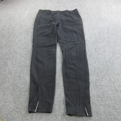 Dries Van Noten Dress Pants Womens 40 Black Twill Ankle Zip Pockets Straight Leg