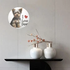 1pc Yorkshire Terrier I Love Dogs Aluminum Metal Wall Decorations-round Modern P