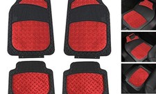 Automotive Floor Mats - Heavy-Duty Metallic Rubber Floor Mats for Cars, Red