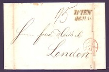 Vorphila cover 1844 from Vienna to London with transit stamp and contents (201)
