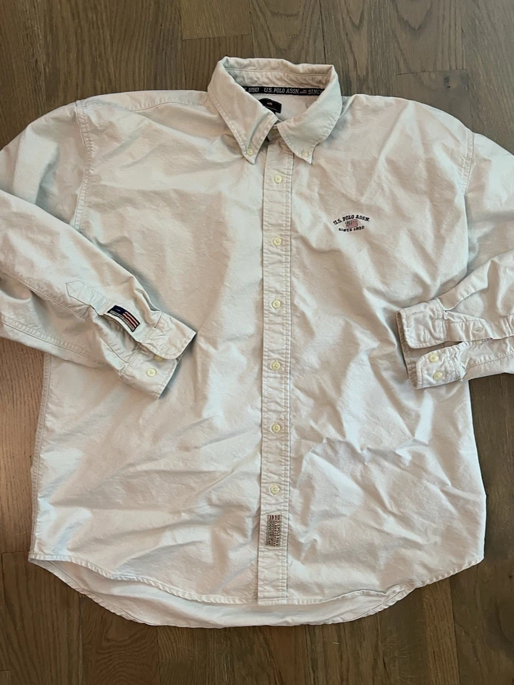 Мужская рубашка Us Polo Association с длинным рукавом на пуговицах размер XL бежевая - Изображение 2 из 4