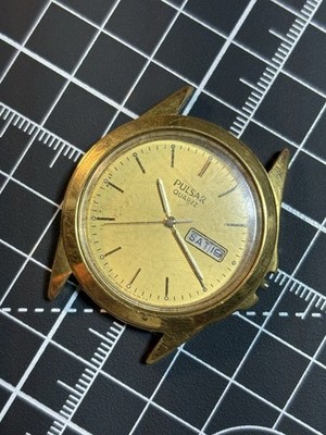 Vintage Pulsar By Seiko Gold Tone Watch V533 For Restoration Parts Or Repair