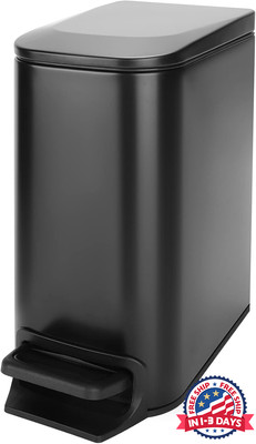 Bote De Basura Slim 1.6 Gal, Acero Inoxidable, Tapa De Cierre Suave, Nero