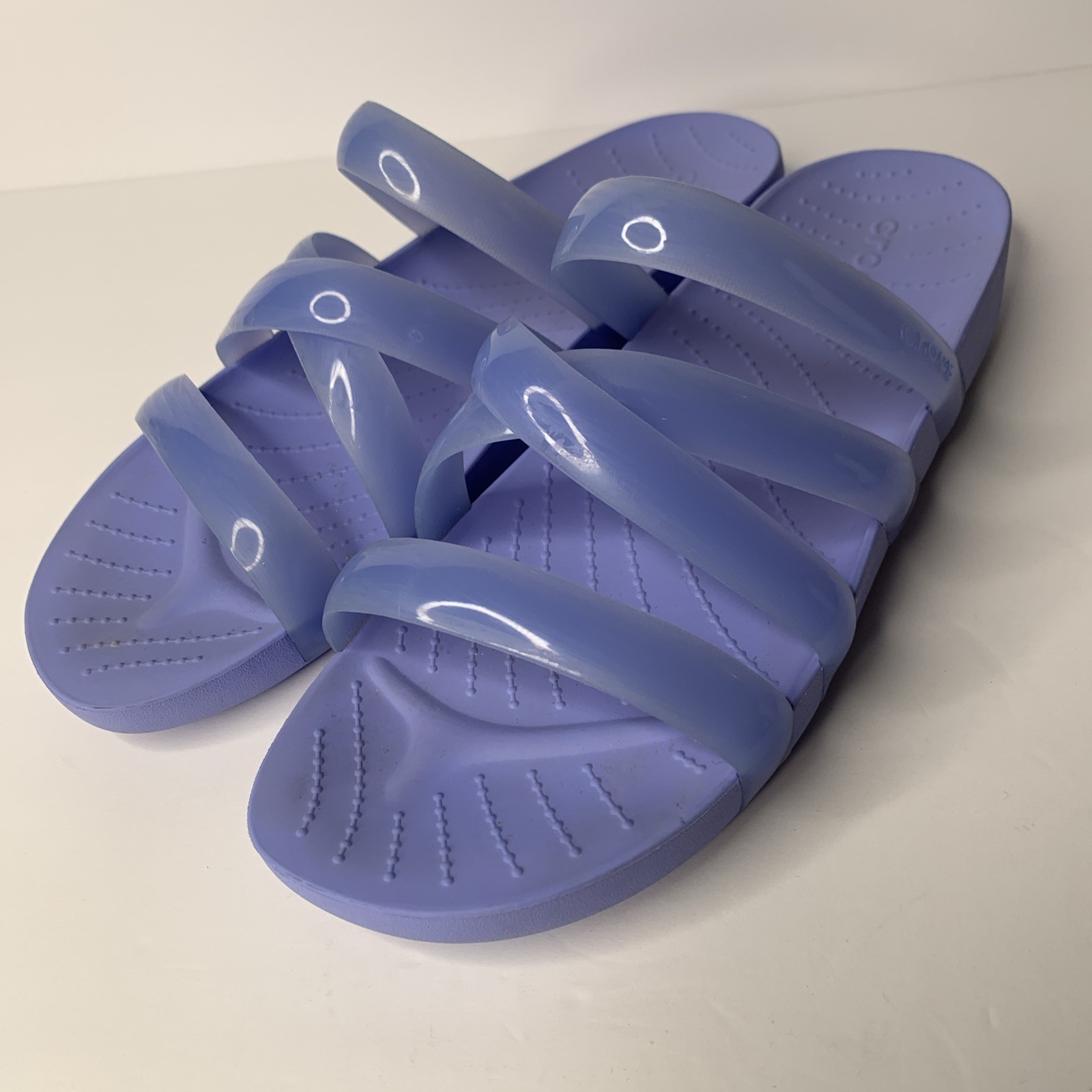 Crocs Splash Glossy Strappy Sandals for Women Size 10 Moon Jelly Purple Slip-On