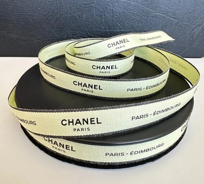 CHANEL PARIS EDIMBOURG Ribbon, light green, 1 yard, + Camellia flower