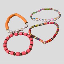 Colorful Stretch Bracelet Set Boho Heishi Bead Friendship Bracelets 4 Pc
