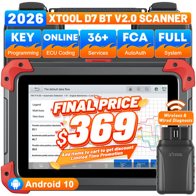 XTOOL D7 BT V2.0 Wireless Auto Bi-Directional Diagnostic Tool Key Programmer
