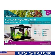 5 Gallon Glass Aquarium Kit LED Light Filter Heater Betta Tetra Guppy Care New