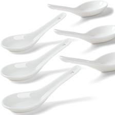 Soup Spoons Set of 6, Asian Ceramic Soup Spoons 5.3" Ramen Spoons Proper for Cor