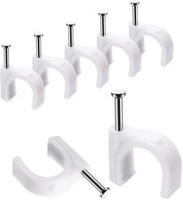 100PCS 10mm Cable Clips with Steel Nails Wire Wall Cord Organizer White