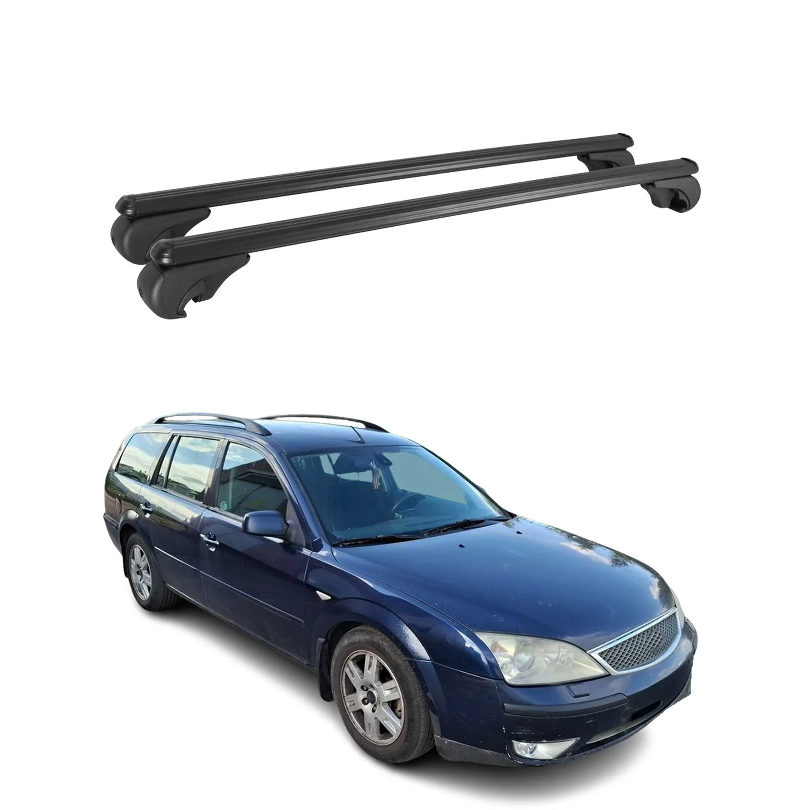 Barres de toit alu noir aérodynamiques et silencieuses pour Mondeo mk3