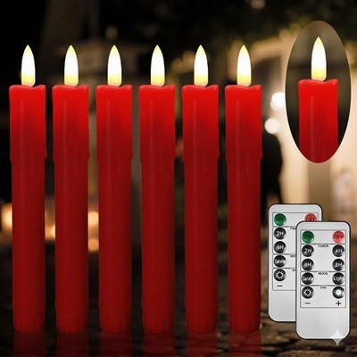 Red Flameless Candles, 6 Pack, 3D Flickering LED, Safe for Home Decor